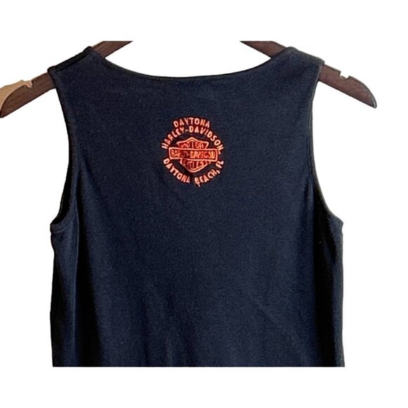 Harley Davidson Women's Black Daytona Beach Embroidered Ribbed Tank Top Size Lar - Picture 4 of 7